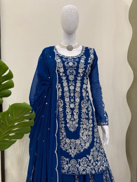 Attractive Georgette Fabric Fully Stitched Sharara Suit  Ready To Wear Collection