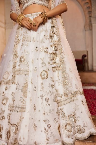 Attractive Off White Sequins Tissue Silk Lehenga Choli Beads  Mirror    Zari Work from Surat Manufacturer Bridal Lehenga Choli