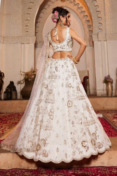 Attractive Off White Sequins Tissue Silk Lehenga Choli Beads  Mirror    Zari Work from Surat Manufacturer Bridal Lehenga Choli