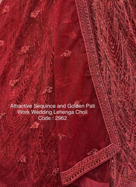 Attractive Red Net Lehenga Choli With Embroidery And Zircon Work For Wedding Bridal Lehenga Choli