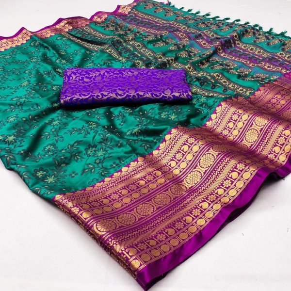 Aura Cotton Silk With Broad Contrast jacquard Work Border Saree  Silk Sarees Wholesale