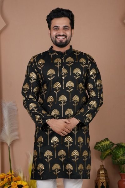 Authentic Black Premium Silk Kurta Pajama for Wedding and Festive Wear Kurta Pajama Wholesale