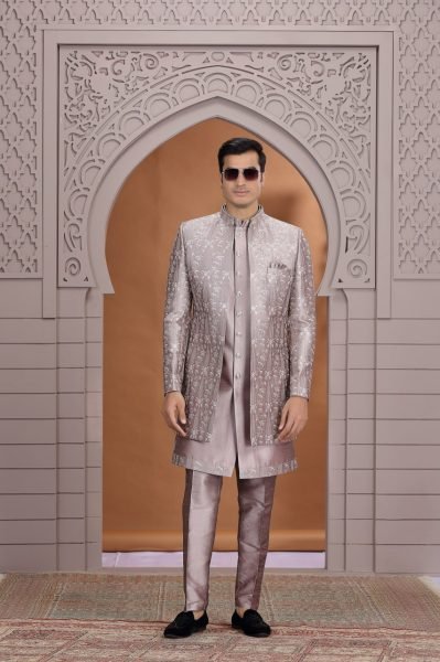 Authentic Dusty Mauve Party Wear Kurta Set with Stylish Handcrafted Look For Wedding Wear Kurta Pajama Wholesale