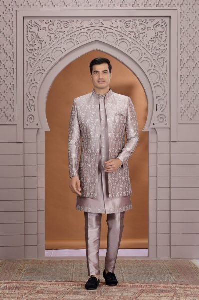 Authentic Dusty Mauve Party Wear Kurta Set with Stylish Handcrafted Look For Wedding Wear Kurta Pajama Wholesale