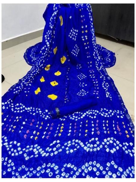 Authentic Hand Bandhej Bandhani Silk Saree with Running Blouse at Wholesale Price Sarees 