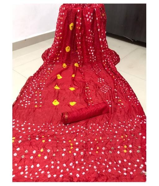 Authentic Hand Bandhej Bandhani Silk Saree with Running Blouse at Wholesale Price Silk Sarees Wholesale