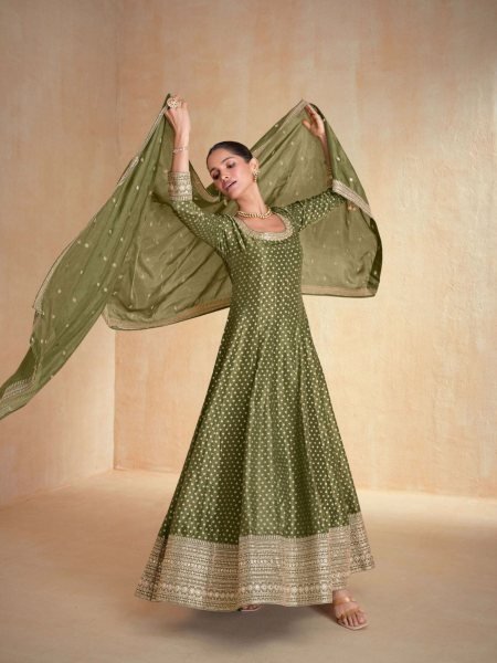 Authentic Orange Pure Organza Jacquard Silk Banarasi Suit with Matching Organza Dupatta 