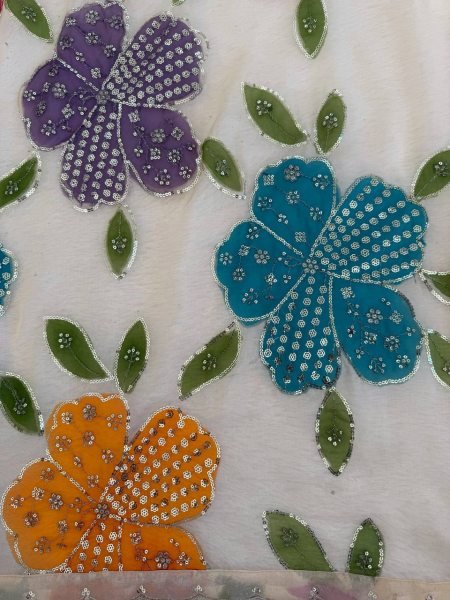 Authentic Organza Silk Cream  Kurti Palazzo Set with Sequins Work for Party Wear Designer Plazzo Salwar Suits Wholesale