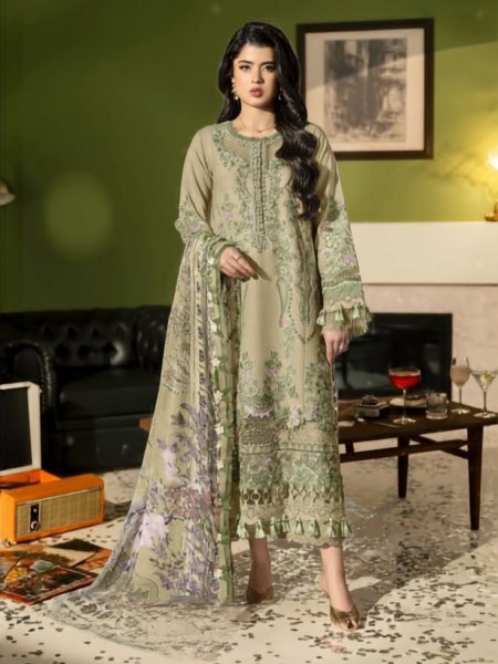 Authentic Pista Stylish Summer Wear Lawn Cotton Suit with Chiffon Dupatta Salwar Kameez