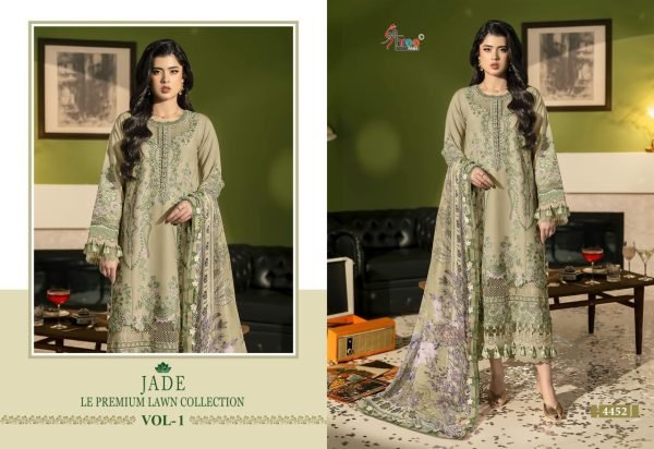 Authentic Pista Stylish Summer Wear Lawn Cotton Suit with Chiffon Dupatta Pakistani Suits Wholesale