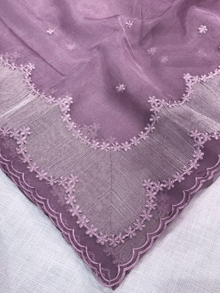 Authentic Purple Designer Turkish Organza Style Violin Silk Saree with Embroidery Silk Sarees Wholesale