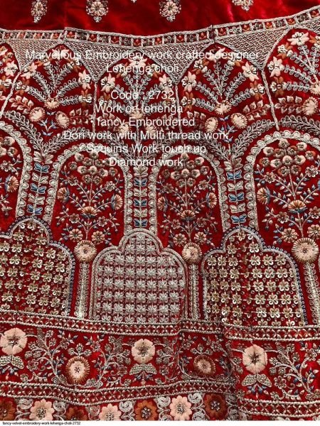 Authentic Red Velvet Lehenga with Zari and Diamond Work for Wedding Wear Bridal Lehenga Choli