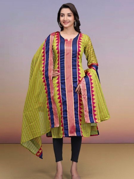 Axivra Parrot Green Cotton Kurti with Jacquard Work for Office Wear Cotton Kurtis Wholesale