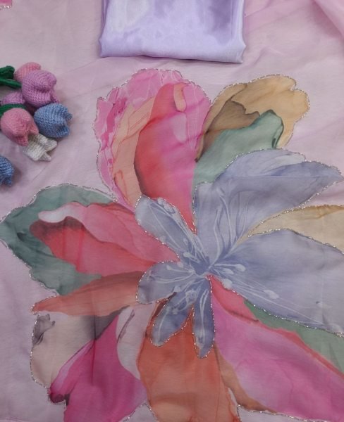 Baby Pink Designer Soft Tebby Silk Floral Print Saree with Plain Satin Blouse For Party Wear Silk Sarees Wholesale