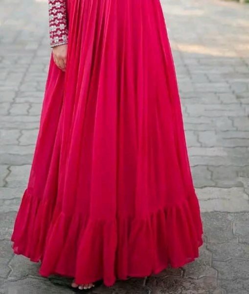 Baby Pink Georgette Gown with Sequin Work Elegant Festive Look  for Engagement Georgette Kurti 