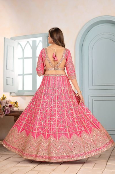 Baby Pink Chinon Silk Lehenga Choli with Embroidery and Sequins Work  Designer Lehenga Choli
