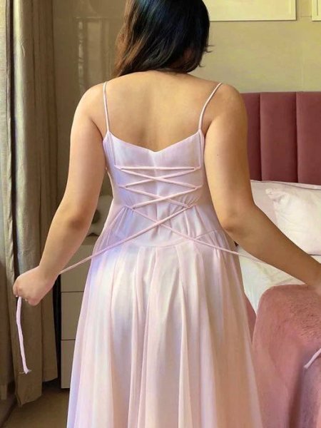 Baby Pink Lightweight Georgette Anarkali Dress for Women Fashion Ready To Wear Collection