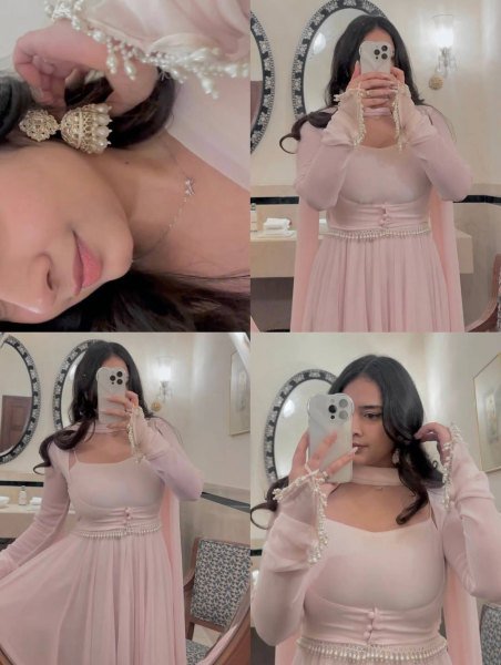 Baby Pink Lightweight Georgette Anarkali Dress for Women Fashion Ready To Wear Collection