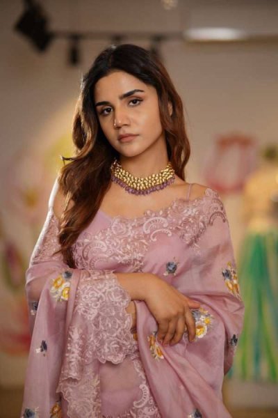 Baby Pink Soft Organza Silk Saree with Sequin Multi Thread Embroidery Event Wear Collection with Blouse at Wholesale Price Organza Sarees Wholesale