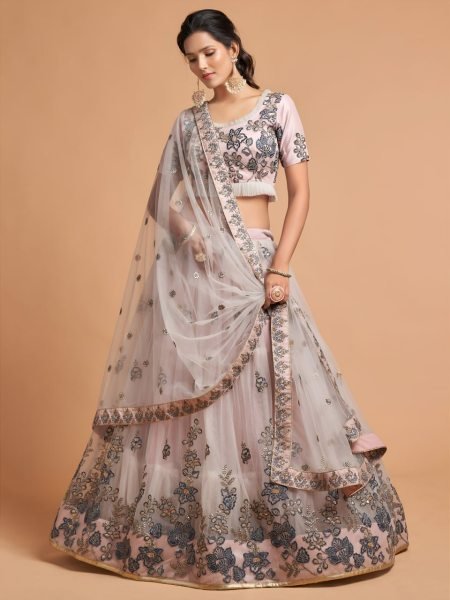 Baby Pink Traditional Flared Lehenga for Party and Engagement Wear Designer Lehenga Choli