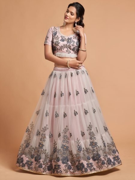 Baby Pink Traditional Flared Lehenga for Party and Engagement Wear Designer Lehenga Choli