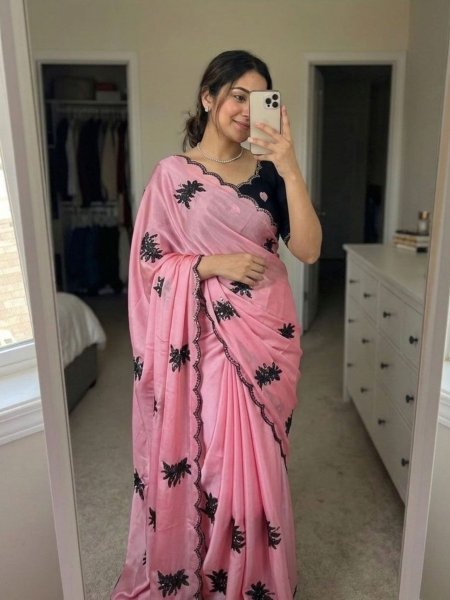 Baby Pink Trending Rangoli Silk Saree with Designer Blouse for Women Sarees 