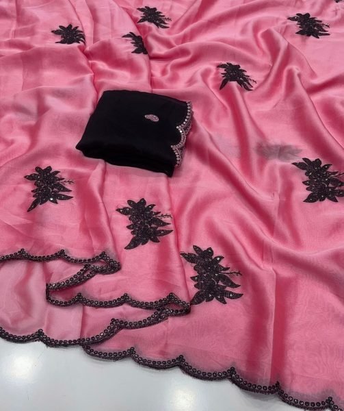 Baby Pink Trending Rangoli Silk Saree with Designer Blouse for Women Silk Sarees Wholesale