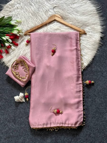 Baby Pink Viral Instagram Saree for Festive and Wedding Wear Silk Sarees Wholesale