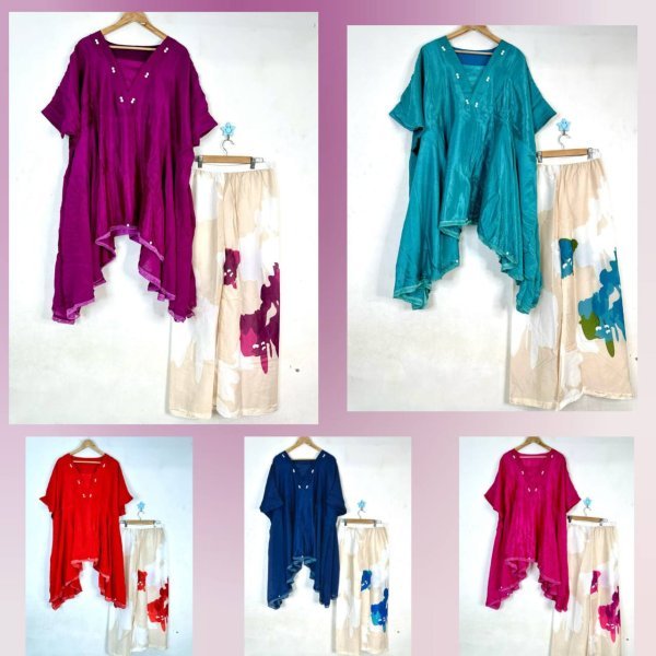 Baggy Pattern Kaftan Set in Heavy Chinon Stylish Coord with Lace Finish Hot Summer Offer for Resellers CO ORD Sets
