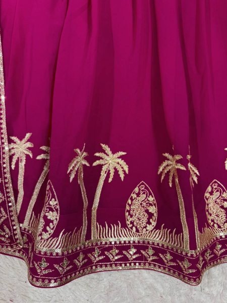 Balanced Shade Pink Faux Georgette Festive Wear Gown with Designer Finish Ready To Wear Collection