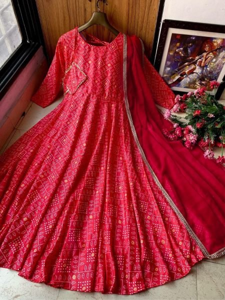 Beautiful Butter Silk Anarkali Gown With Georgette Dupatta Ready To Wear Collection