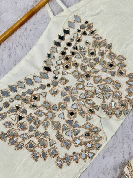 Beautiful Chinon Bustier Plazo Set with Real Mirror and Lace Work Dupatta – Wholesale Collection Ready To Wear Collection