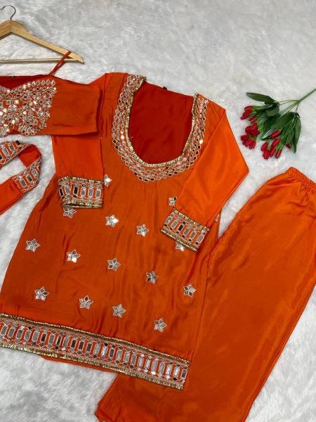 Beautiful Chinon Bustier Plazo Set with Real Mirror and Lace Work Dupatta – Wholesale Collection Ready To Wear Collection