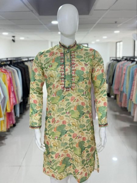 Beautiful Design Full Sleeve Pattern Trendy Kurta With Pajama Set For Mens Kurta Pajama Wholesale