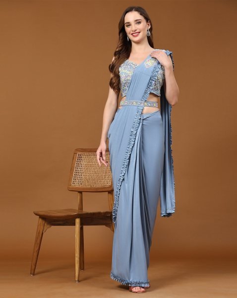Beautiful Designer Party Wear Ready To Wear One Minute Saree Ready To Wear Saree 