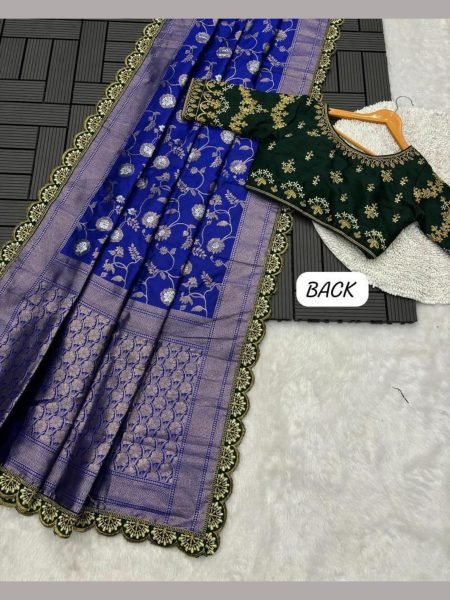 Beautiful Designer Zari Embroidery Work Saree Embroidery Sarees Wholesale