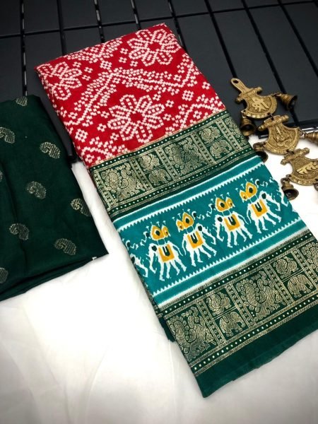 Beautiful Dola Silk Sarees With All Over Bandhini Design  Silk Sarees Wholesale