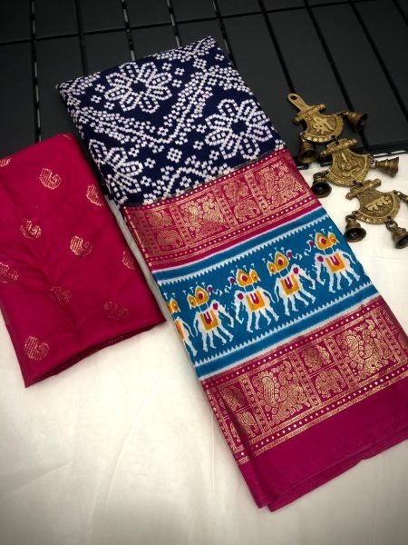 Beautiful Dola Silk Sarees With All Over Bandhini Design  Silk Sarees Wholesale