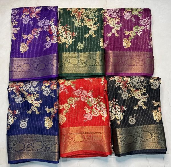 Wholesale Rekko Silk Sarees – Floral Design & Matching Blouse