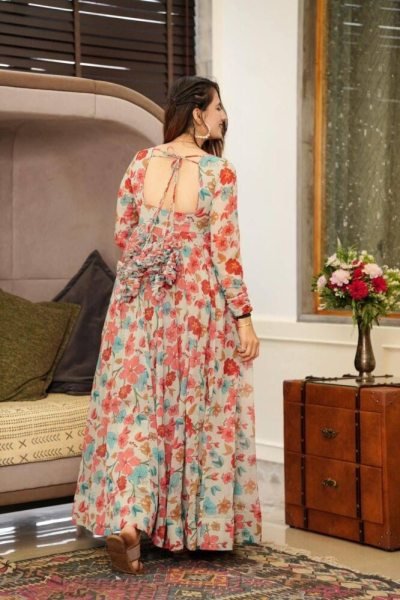 Beautiful Fox Georgette Flower Printed Gown  Anarkali Kurtis 