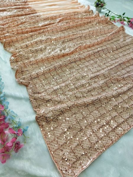 Latest Cream Color Party ware Faux Georgette saree For bollywood Inspired  Georgette Sarees Wholesale