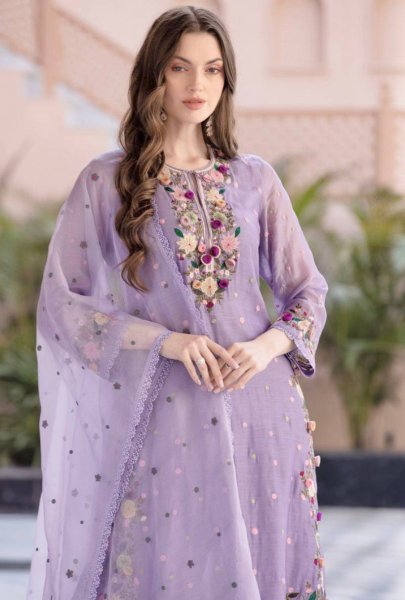 Beautiful Lavender Faux Georgette Sequins Top and Plazzo with Dupatta for Festive Collection Embroidery Kurtis 