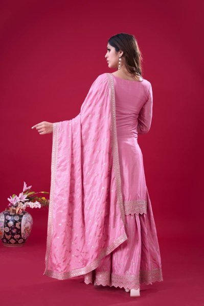 Beautiful Ready To Wear Baby Pink Ethnic Sharara Suit for Festive and Traditional Occasions Ready To Wear Collection