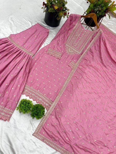 Beautiful Ready To Wear Baby Pink Ethnic Sharara Suit for Festive and Traditional Occasions Ready To Wear Collection