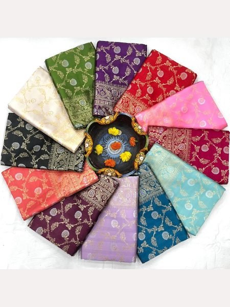 Beautiful Red Color Soft Lichi Silk Jacquared All Over Work Saree  Silk Sarees Wholesale