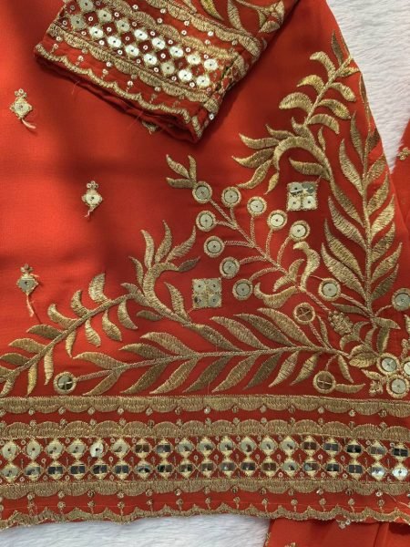 Beautiful Rust 9MM Sequence Work Sharara set Intricate Thread with Sequence Work Dupatta Ready To Wear Collection