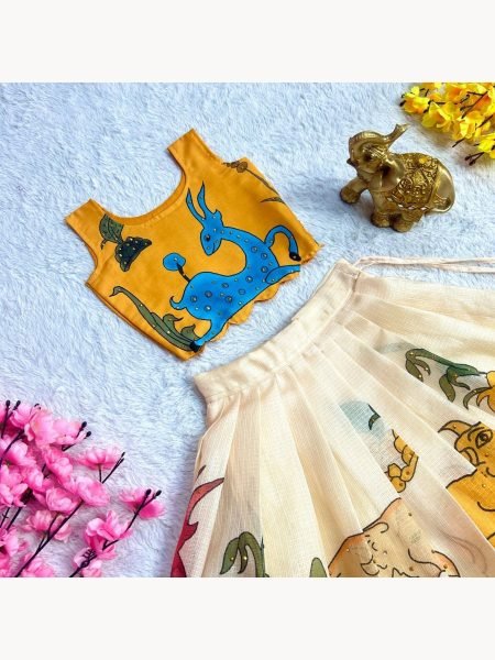 Beautiful Soft Printed Work Cotton Girls Lehenga Choli Girls Wear
