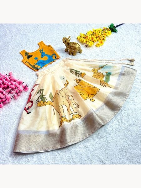 Beautiful Soft Printed Work Cotton Girls Lehenga Choli Girls Wear