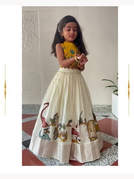 Beautiful Soft Printed Work Cotton Girls Lehenga Choli Girls Wear