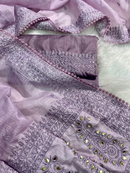 Beautiful Thread Embroidery Work Saree With Banglori blouse Embroidery Sarees Wholesale